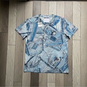 Moschino Blue Denim Graphic Tee